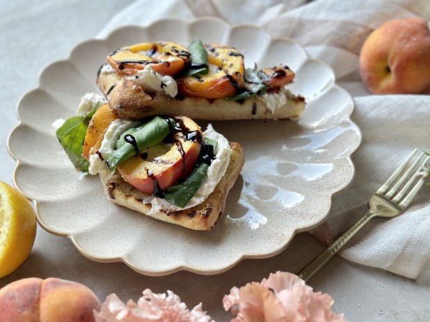 Grilled Peach and Burrata Toast Is the Summer Snack Upgrade You Need Right Now all-available